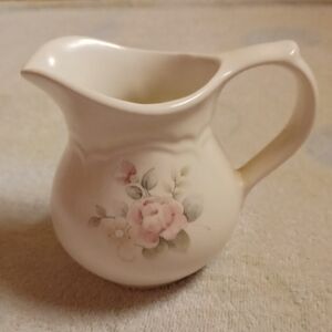 Pfaltzgraff Mexico Pottery Beige Creamer/Pitcher With Flowers